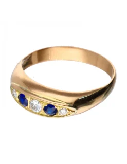 Anillo - 18 quilates Oro amarillo, Oro rosa - 0.07 tw. Diamante (Color natural) - Zafiro