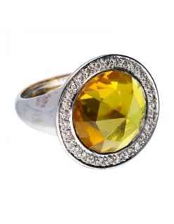 Anillo - 18 quilates Oro blanco - 12.41 tw. Topacio - Diamante