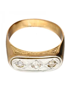 Anillo - Oro amarillo, Oro blanco 0.19ct. Redondo Diamante