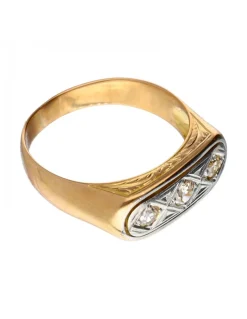 Anillo - Oro amarillo, Oro blanco 0.19ct. Redondo Diamante