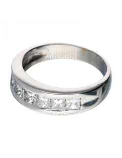 Anillo - Oro blanco 0.04ct. Cuadrado Diamante