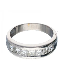 Anillo - Oro blanco 0.04ct. Cuadrado Diamante