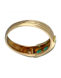 Anillo Alianza de Oro amarillo, con Esmeraldas y Circonitas