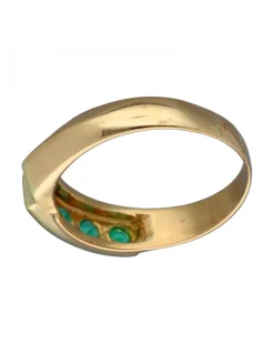Anillo Alianza de Oro amarillo, con Esmeraldas y Circonitas
