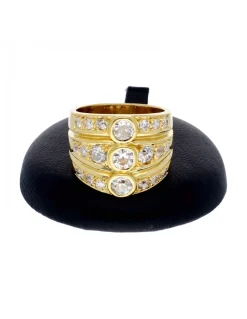 Anillo ancho con brillantes oro amarillo 18kl