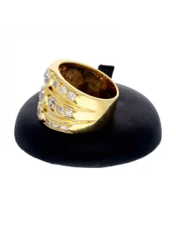 Anillo ancho con brillantes oro amarillo 18kl