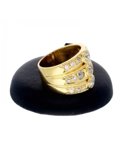 Anillo ancho con brillantes oro amarillo 18kl