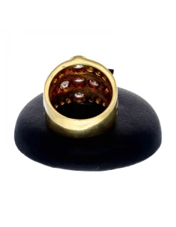 Anillo ancho con brillantes oro amarillo 18kl