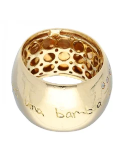 ANILLO ANCHO CON CINCO BRILLANTES HORIZONTAL ORO AMARILLO 18KL