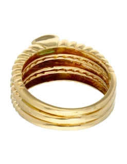 Anillo ancho con zafiro, esmeralda y rubie oro amarillo 18kl