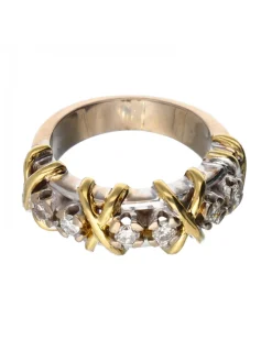 Anillo con brillantes oro blanco y amarillo 18kl