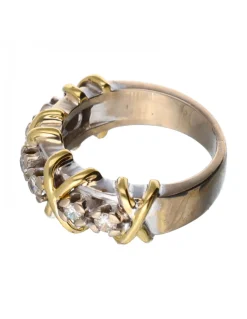 Anillo con brillantes oro blanco y amarillo 18kl