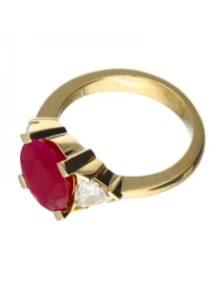 Anillo con brillantes y rubíes oro amarillo 18kl