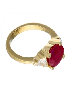 Anillo con brillantes y rubíes oro amarillo 18kl
