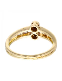 Anillo con cuatro brillantes y dos zafiros oro amarillo 18kl