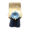 Anillo con diseño cuadrado y agua marina oro amarillo 18kl