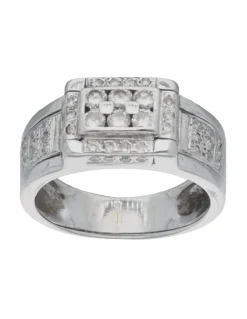 Anillo con diseño y brillantes oro blanco 18KL
