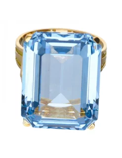 Anillo con piedra aguamarina oro amarillo