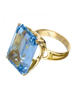 Anillo con piedra aguamarina oro amarillo