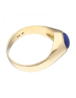 Anillo con piedra azul central oro amarillo 18kl