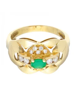 Anillo con zirconitas de colores oro amarillo 18kl