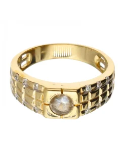 Anillo con zirconitas de color oro amarillo 18kl