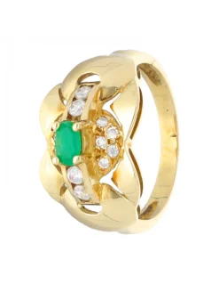 Anillo con zirconitas de colores oro amarillo 18kl
