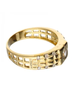 Anillo con zirconitas de color oro amarillo 18kl