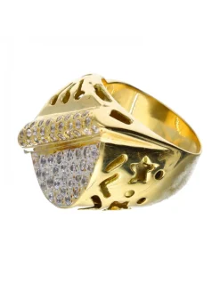 Anillo con zirconitas oro amarillo 18kl