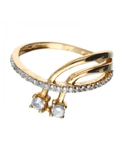 Anillo con zirconitas oro amarillo 18kl