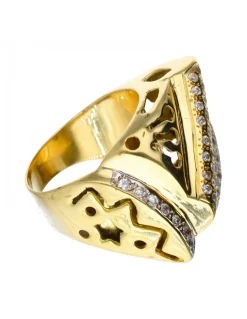 Anillo con zirconitas oro amarillo 18kl
