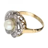 Anillo con zirconitas y perla diseño vintage oro amarillo 18kl