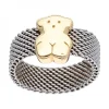Anillo de acero con diseño y oso TOUS en oro amarillo 18K