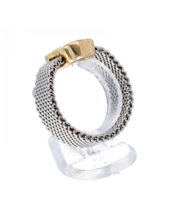 Anillo de acero con diseño y oso TOUS en oro amarillo 18K