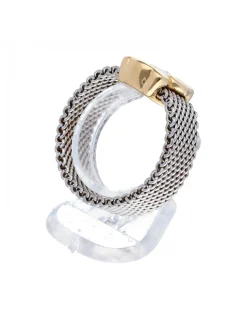 Anillo de acero con diseño y oso TOUS en oro amarillo 18K