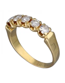 Anillo de compromiso de Oro amarillo, diseño 5 Brillantes