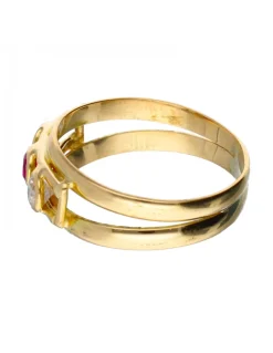 Anillo de oro 18 kl con amatista y zirconitas