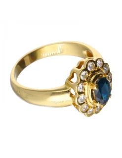 Anillo de oro 18 kl con diamantes y zafiro