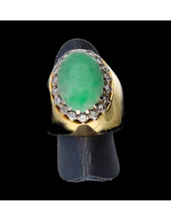 Anillo de oro 18 kl con esmeralda y diamantes