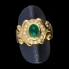 Anillo de oro 18 kl con esmeralda y diamantes