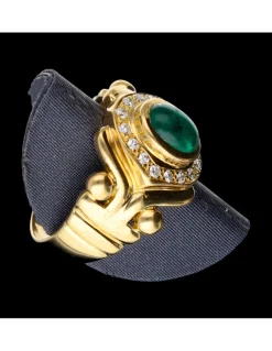 Anillo de oro 18 kl con esmeralda y diamantes