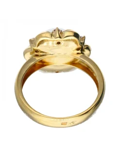 Anillo de oro 18 kl con perla Y zirconitas