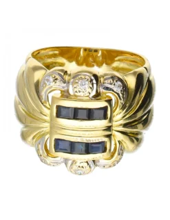 Anillo de oro 18 kl con zafiro y zirconita
