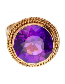Anillo de oro 18 kl para mujer con amatista