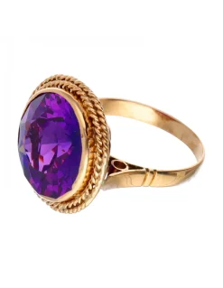 Anillo de oro 18 kl para mujer con amatista