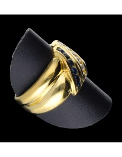 Anillo de oro 18 kl zafiro y zirconita