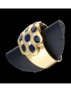 Anillo de oro 18 kl zafiros zirconitas
