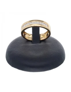 Anillo de oro amarillo 18 K con diseño y brillantes