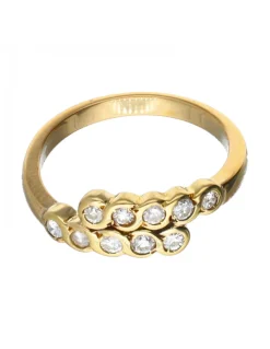 Anillo de oro amarillo 18 K con diseño y brillantes