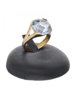 Anillo de oro amarillo 18 K con diseño y piedra sintética